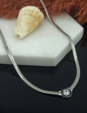 925 Ayar Zirkon Taşlı Gümüş Kolye