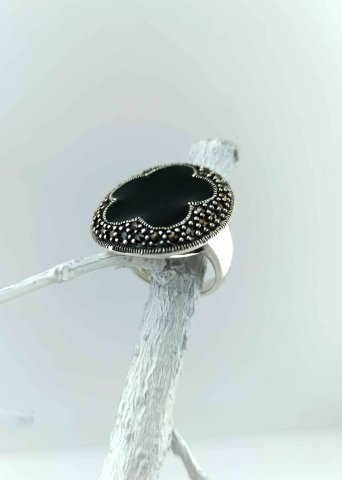 925 Ayar Jade & Markazit Taşlı Gümüş Yüzük