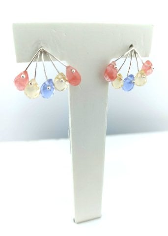 925 Ayar Özel Tasarım Renkli Taşlı Gümüş Küpe