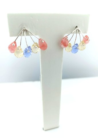 925 Ayar Özel Tasarım Renkli Taşlı Gümüş Küpe