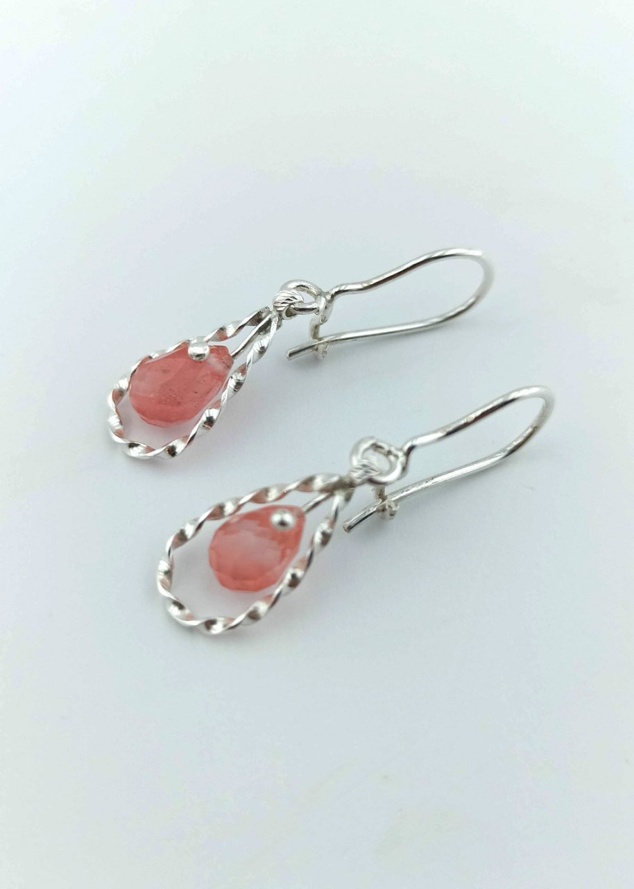 925 Ayar Özel Tasarım Damla Sallantılı Gümüş Küpe