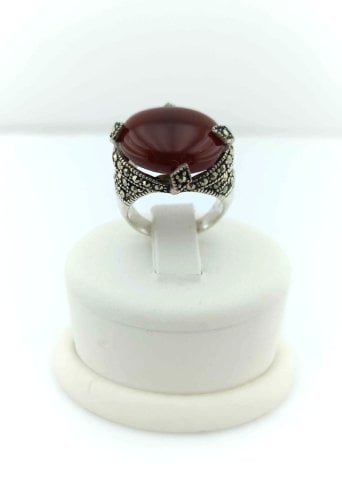 925 Ayar Akik & Markazit Taşlı Gümüş Yüzük