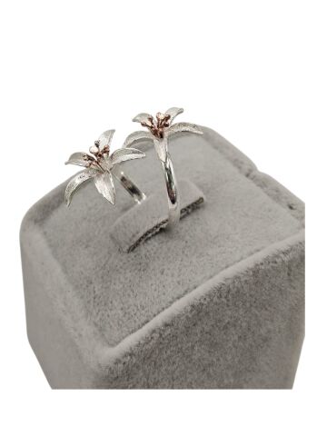 925 Ayar Çift Çiçekli Portakal Çiçeği Gümüş Yüzük