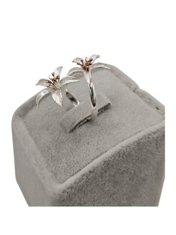 925 Ayar Çift Çiçekli Portakal Çiçeği Gümüş Yüzük