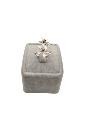 925 Ayar Çift Çiçekli Portakal Çiçeği Gümüş Yüzük