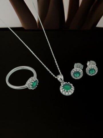 925 Ayar Zirkon Taşlı Gümüş Set