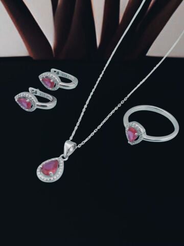 925 Ayar Zirkon Taşlı Gümüş Set