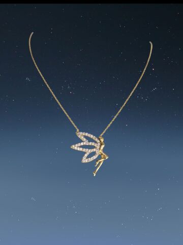 925 Ayar zirkon taşlı gold rengi su perisi gümüş kolye