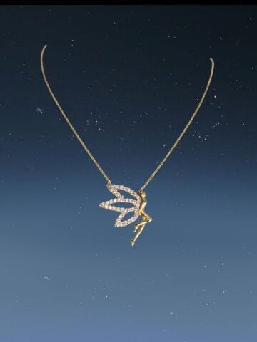 925 Ayar zirkon taşlı gold rengi su perisi gümüş kolye