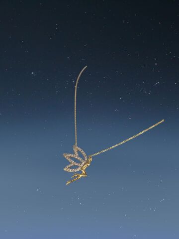 925 Ayar zirkon taşlı gold rengi su perisi gümüş kolye