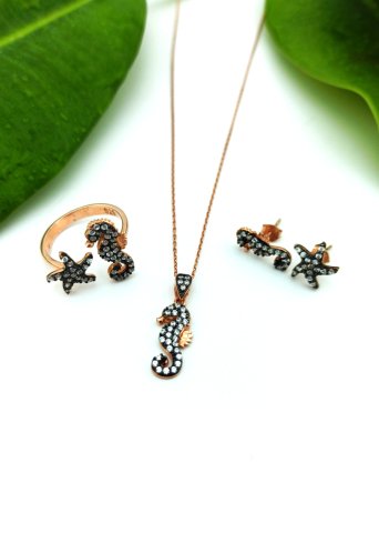 925 Ayar Zirkon Taşlı Üçlü Gümüş Set