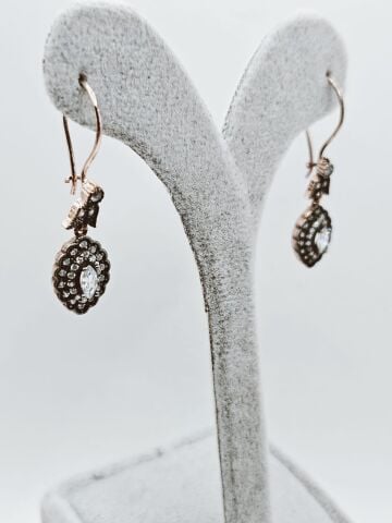 925 Ayar zirkon taşlı markiz model gümüş set