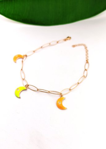 925 Ayar Ay Yıldız Temalı Gümüş Halhal