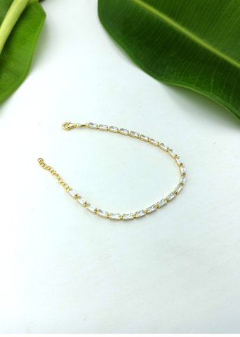 925 Ayar Baget Kesim Zirkon Taşlı Gümüş Bileklik