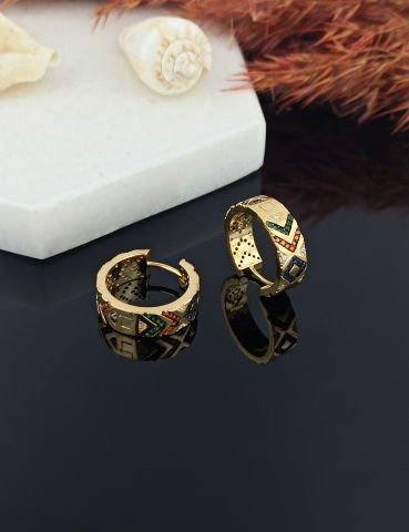 925 Ayar Zirkon Taşlı Halka Gümüş Küpe