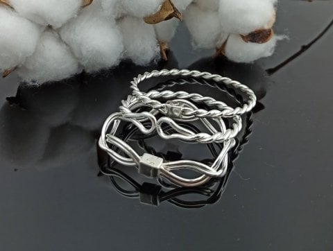 925 Ayar Klasik Üçlü Çocuk Burma Bilezik