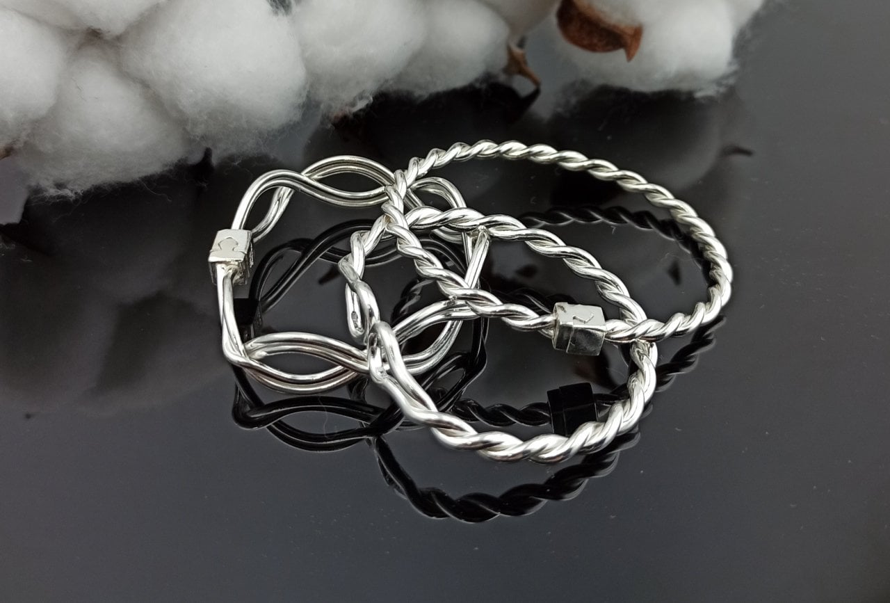 925 Ayar Klasik Üçlü Çocuk Burma Bilezik