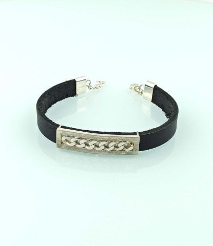 925 Ayar Gümüş & Deri Bileklik