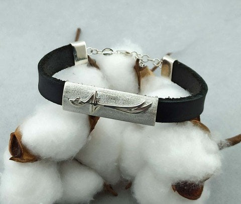 925 Ayar Gümüş & Deri Erkek Bileklik