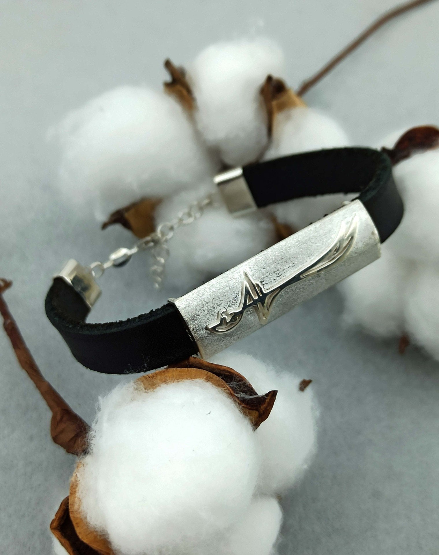 925 Ayar Gümüş & Deri Erkek Bileklik