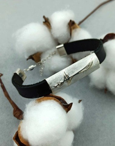 925 Ayar Gümüş & Deri Erkek Bileklik