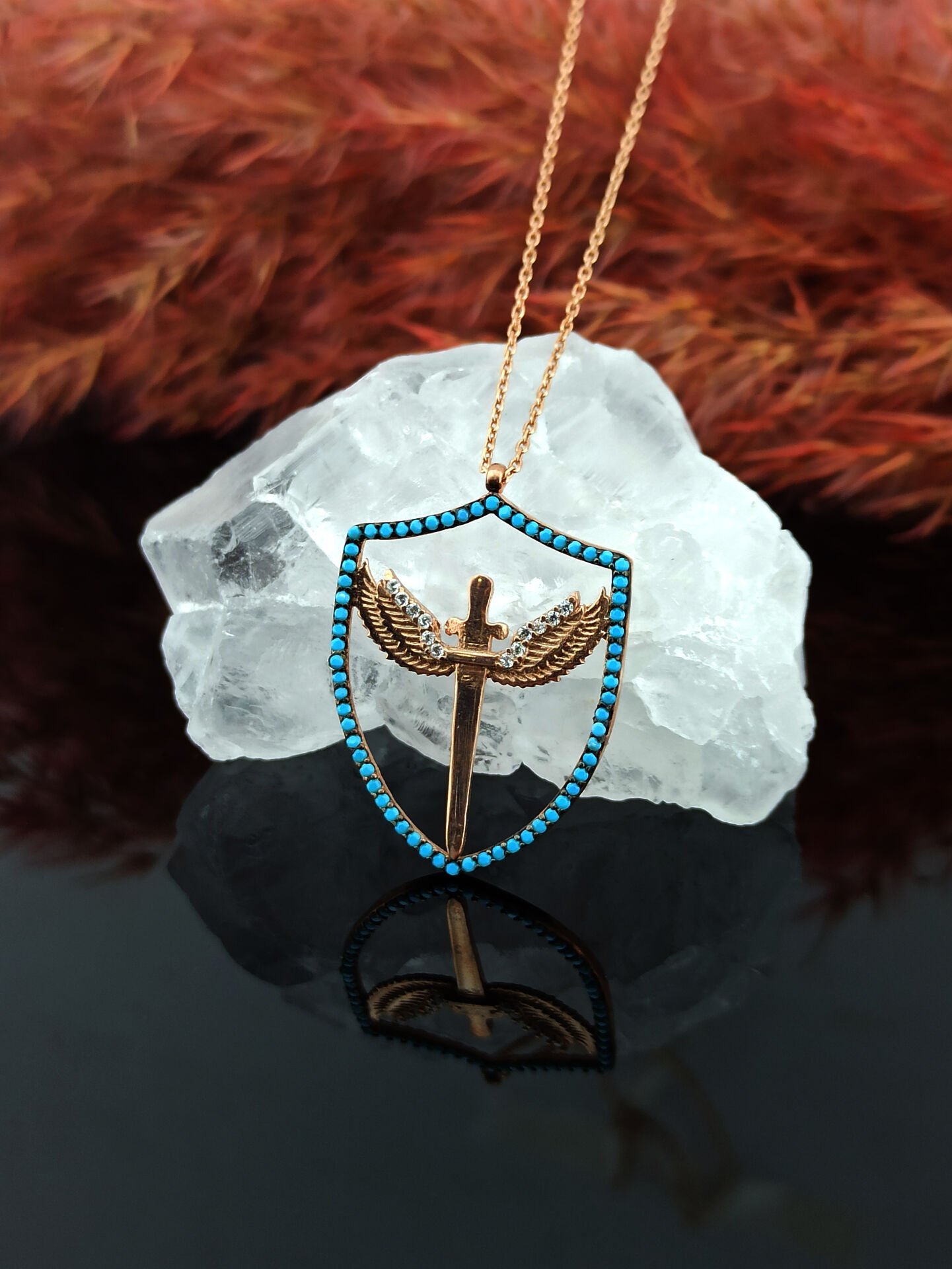 925 Ayar Mikail Meleği Kılıcı Gümüş Kolye