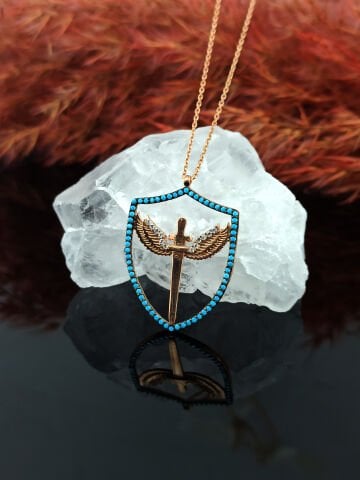 925 Ayar Mikail Meleği Kılıcı Gümüş Kolye