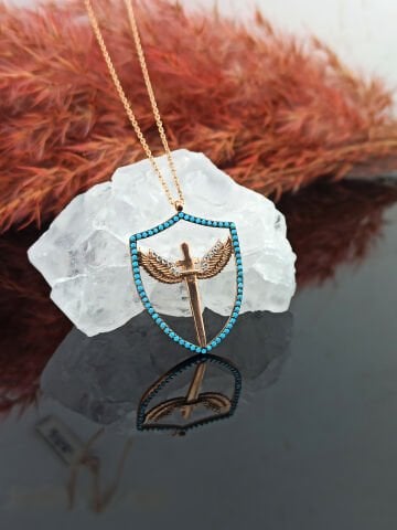 925 Ayar Mikail Meleği Kılıcı Gümüş Kolye