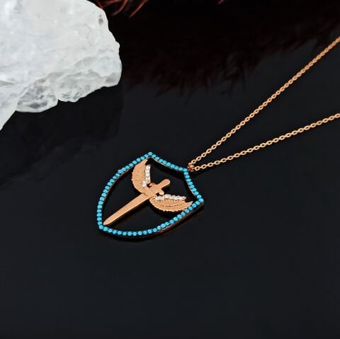 925 Ayar Mikail Meleği Kılıcı Gümüş Kolye