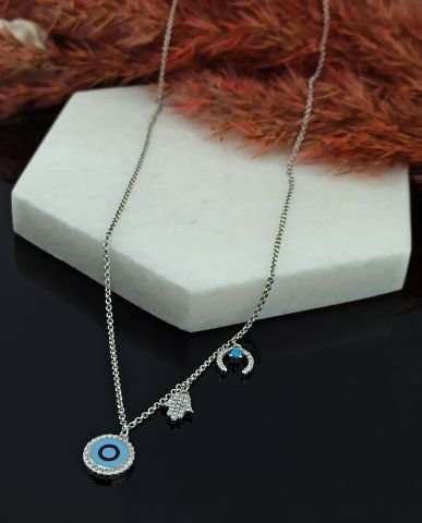 925 Ayar Zirkon Taşlı Gümüş Kolye