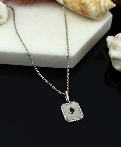 925 Ayar Zirkon Taşlı Gümüş Kolye