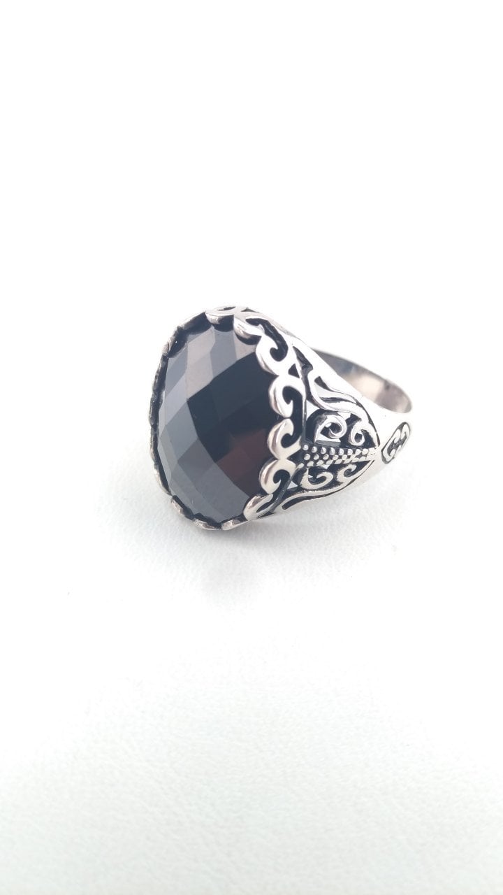 Oniks Taşlı Gümüş Erkek Yüzük