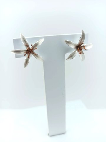 925 Ayar Çivili Mat Portakal Çiçeği Gümüş Küpe