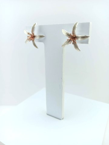 925 Ayar Çivili Mat Portakal Çiçeği Gümüş Küpe